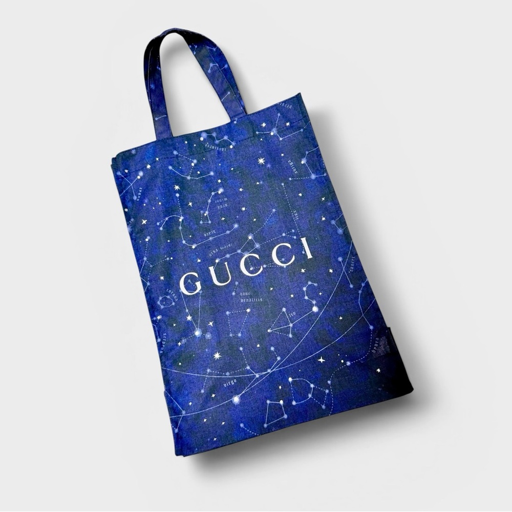 Gucci XL Celestial Zodiac Tote Bag NWOT Stars Constellation Blue Navy